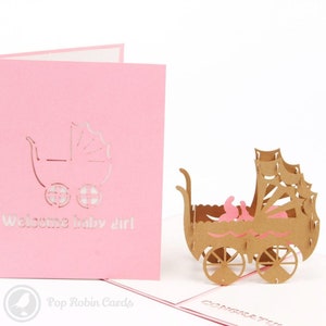 Biglietto pop-up 3D fatto a mano per il nuovo bambino di congratulazioni