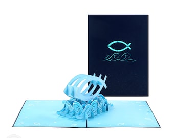 Ichthys Symbol Christian Fish Handmade 3D Greeting Card