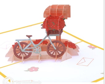 Sending Love Autumnal Bike Ride 3D Pop Up Handmade Card