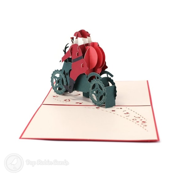Motorcycle santa 3d Pop-up Christmas Card 