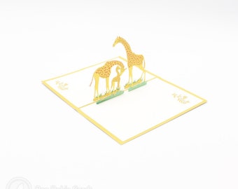 Giraffe Family 3D Pop Up Greeting Card