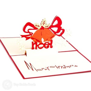 Biglietto pop-up 3D fatto a mano con campana di Natale