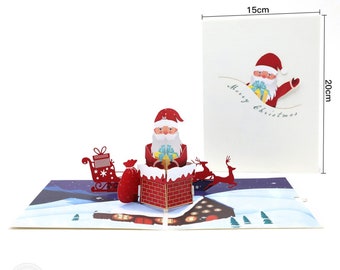 Santa In Chimney 3D Handmade Pop Up Card