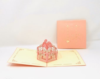 Pretty Merry Go Round 3D Pop Up Handmade Card