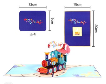 Multi Colour Happy Birthday Train 3D Pop Up Card