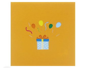 Colourful Box Of Balloons With Ribbon 3D Pop Up Card