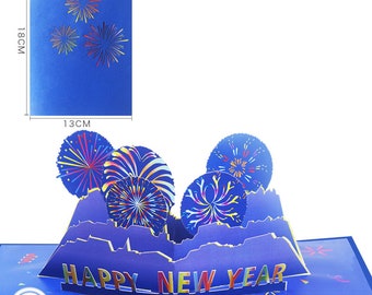 Happy New Year Evening Fireworks Display 3D Pop Up Card