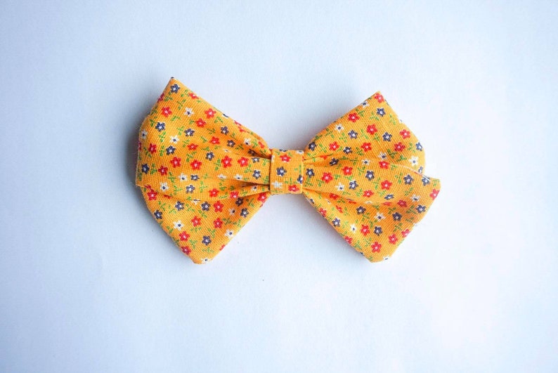Vintage Bow Summer Bow Floral Bow Spring Bow Mustard Vintage Floral