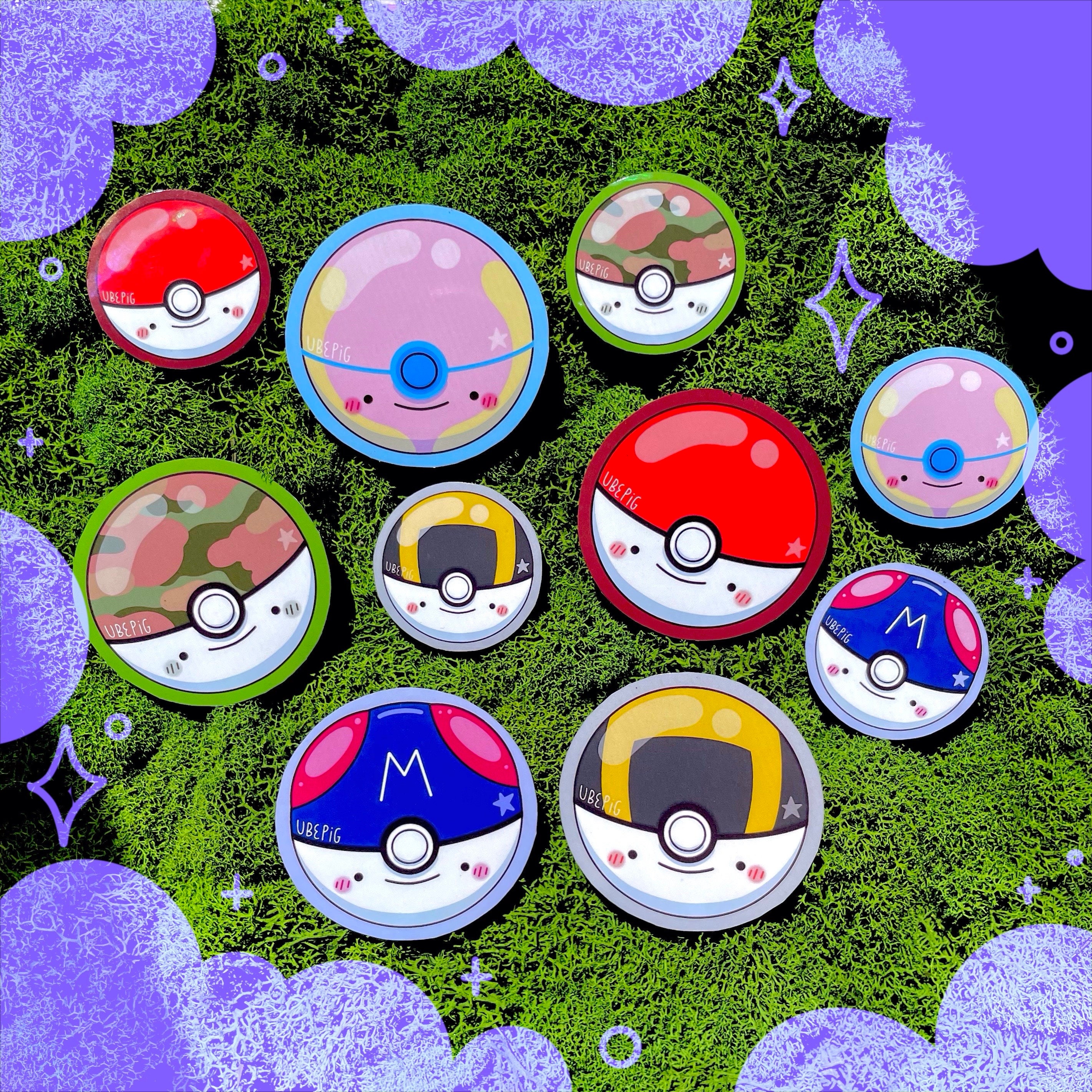 1.5 Pokémon Pokéball Pattern Sprite PC Icon Pixel Glossy Waterproof  Sticker Art