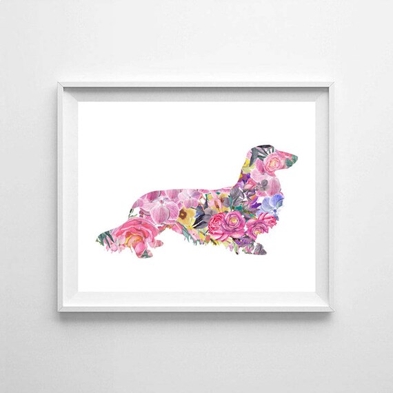 Long Haired Dachshund Watercolor Dog Watercolor Dachshund Etsy