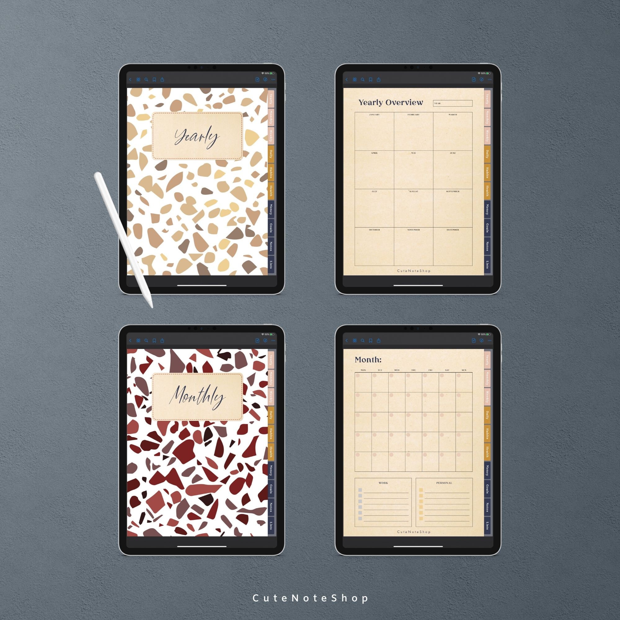 Unique Monthly iPad Planner Digital PDF Life Planner Etsy