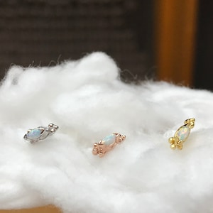 18g /16g Bio flexible / surgical steel internally thread Brilliant Marquise white Opal helix,tragus,conch and forward helix ear piercings