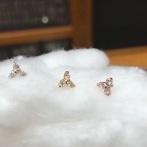 18g /16g Bio flexible/surgical steel Trinity Brilliant CZ diamond helix,cartilage,tragus,conch,rook,forward helix and medusa lip piercing