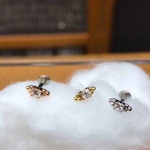 18g /16g Bio flexible/surgical steel Brilliant CZ diamond internally helix,cartilage ,tragus,conch,forward helix ear piercings