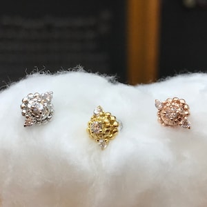 18g /16g Retro Bio flexible / surgical steel CZ diamond internally helix,tragus,outer conch,conch and medusa piercing