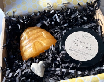 Honey Bee Soap Gift Set, birthday gift, self care gift set, handmade soap gift, lotion bar