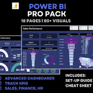 Power BI Dashboard Pro Pack – 18 Advanced Pages, 60+ Visuals | KPI Reports + Custom Charts, Power BI Dashboard Templates
