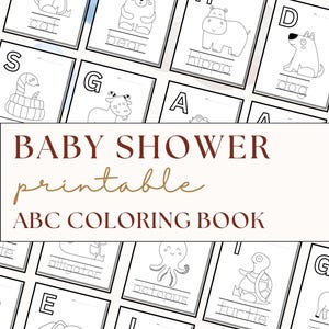 ABC Baby Shower Coloring Book, Baby Shower Game, Baby&#39;s First Activity, Gift Ideas A-Z Alphabets, Activity Page, Baby Book Digital Printable