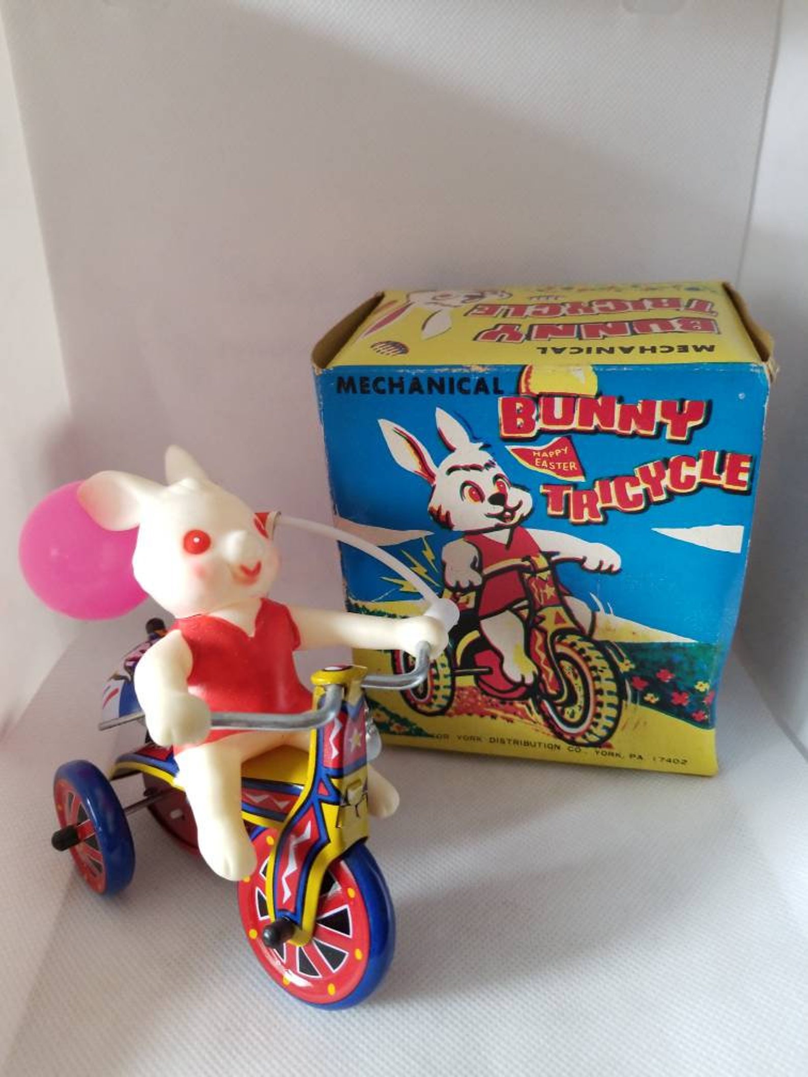 Vintage Mechanical Bunny Happy Easter Tricycle W/box Works Etsy