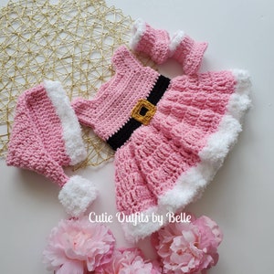 Pink Crochet Baby Dress, Baby Photoshoot Dress, Christmas Baby Dress, Baby Shower Gift, Infant Dress, Baby Photo Prop, Vestido de Bebe Nina