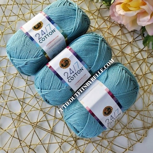 Succulent Lion Brand Yarn, 24/7 Cotton Yarn, Mercerized Cotton Yarn, Natural Fiber Yarns, Crochet Yarn, Knitting Yarn, Weaving Yarn