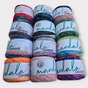 Mandala Ombre Yarn, Soft Acrylic Worsted Weight, Multicolor Gradient Skein