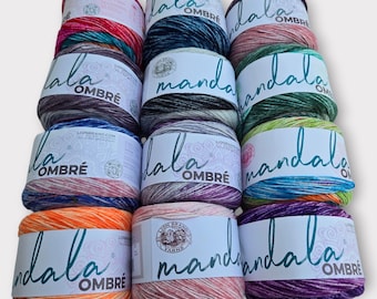 Mandala Ombre Yarn, Soft Acrylic Worsted Weight, Multicolor Gradient Skein