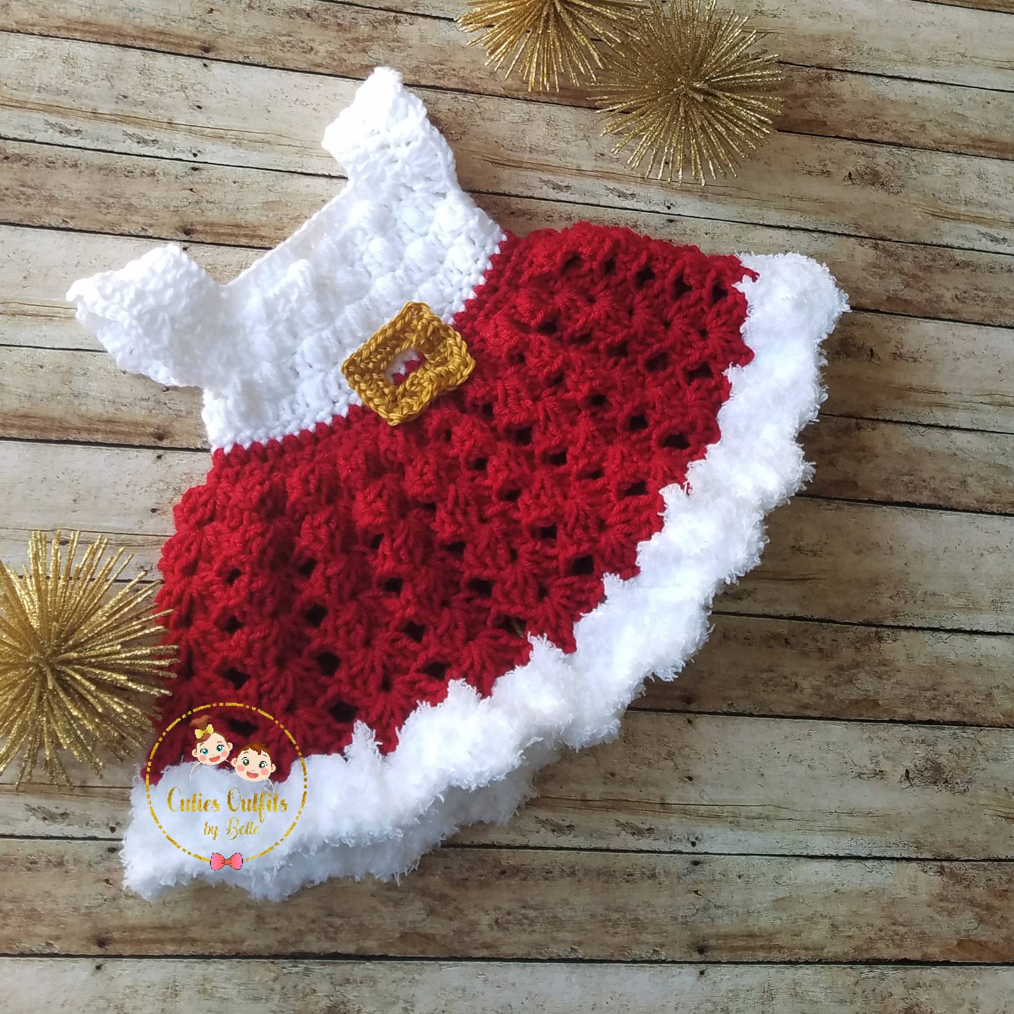 crochet newborn christmas dress How to Crochet a Christmas Baby Dress Crochet Baby Dress Tutorial