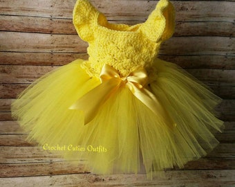 Tutu Baby Dress, Newborn Baby Outfit, Crochet Baby Outfit, Baby Flower Girl Princess Dress, Baby Dress, Baby Girl Tutu Dress,  Baby Gift