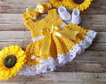 SALE Crochet Baby Dress Cotton Crochet Baby Outfit Yellow - Etsy UK SALE Crochet Baby Dress Cotton Crochet Baby Outfit Yellow - Etsy UK