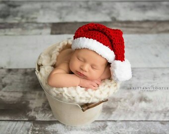 Baby Santa Hat Christmas Hat Crochet Baby Hat Newborn Photo