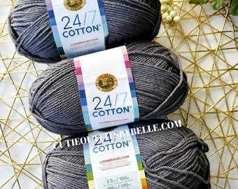 Lion Brand Charcoal Mercerized Cotton Yarn: 24/7 Cotton
