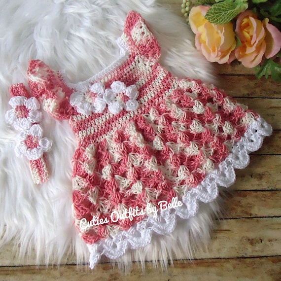 pink and white crochet dress Trending Topic Crochet Midi Dress - White/Pink