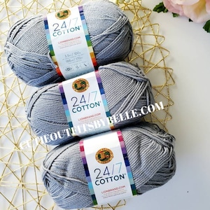 Lion Brand Silver Cotton Yarn: 24/7 Mercerized Yarn