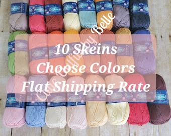 Omega Sinfonia Mercerized Cotton Yarn, 10 Skeins Choose Colors, DK Weight Knitting Crochet