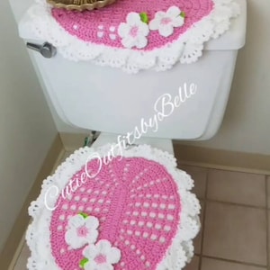 Toilet Seat Cover, Pink Crochet Decor, Decor Cover for Bathroom,Handmade Toilet  Tank Cover, Crocheted Lid Cover, Crochet Tank Cover