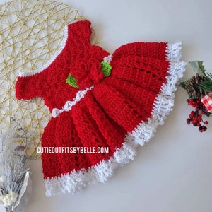 Padrão de vestido de bebê de crochê, padrão de crochê de Natal vermelho, padrão de vestido de bebê de 0 a 3 meses, padrão de vestido de bebê apenas, padrão, download instantâneo