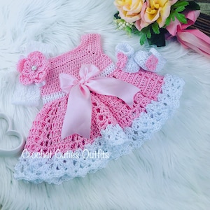 Pink Crochet Baby Dress, Infant Baby Dress, Handmade Baby Girl Gift, Newborn Baby Dress, Baby Shower Gift, Cotton Girl Dress, Coming Home