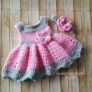 Crochet Baby Dress Pattern,  Pink 0-3 Months Baby Dress Pattern, Baby Dress Pattern Only, Pattern, Instant Download