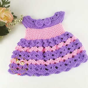 Modèle de robe de bébé au crochet, modèle de crochet presque gratuit, modèle de robe de bébé rose de 0 à 3 mois, modèle de robe uniquement, téléchargement instantané au crochet image 4