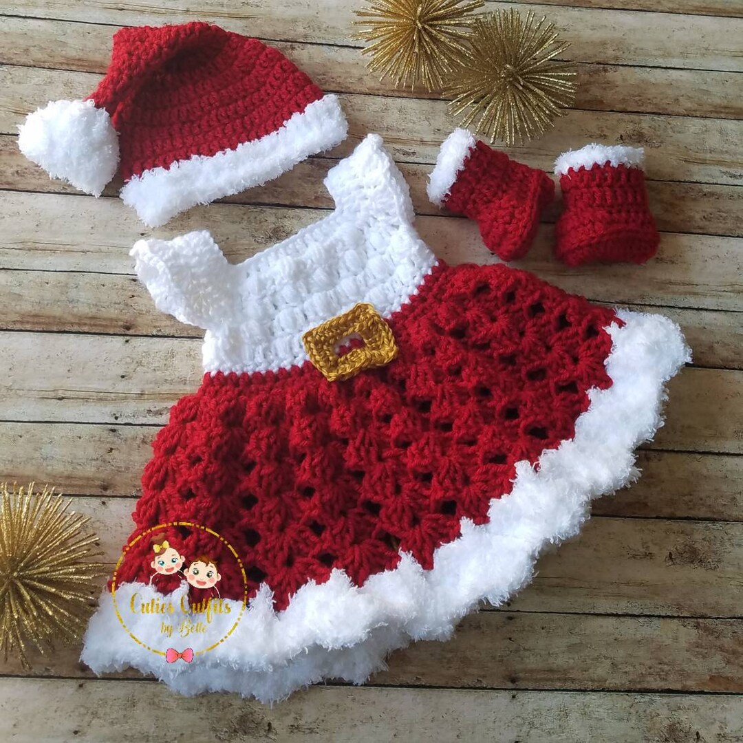 Crochet Baby Outfit, Take Home Baby Outfit, Coming Home Dress, Infant Outfits, Crochet Newborn Outfit, Photo Prop Outfit, Infant Christmas Only Hat &