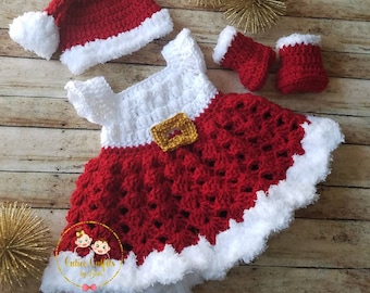 Outfit gehaakte kerstbabyjurk: fotorekwisiet pasgeboren