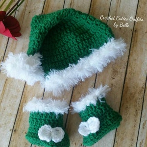 Baby Santa Hat, Christmas Hat, Crochet Baby Hat, Newborn Photo Prop, Baby Boy Santa, Baby Girl Santa, Long Tail Hat, Santa Photo Prop Shoes