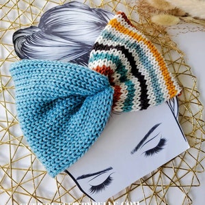 Blue Winter Headband, Knit Headband, Twist Headband, Womens Earwarmer, Turban Headwrap, Messy Bun Hat, Twisted Women Headband, Gift For Her