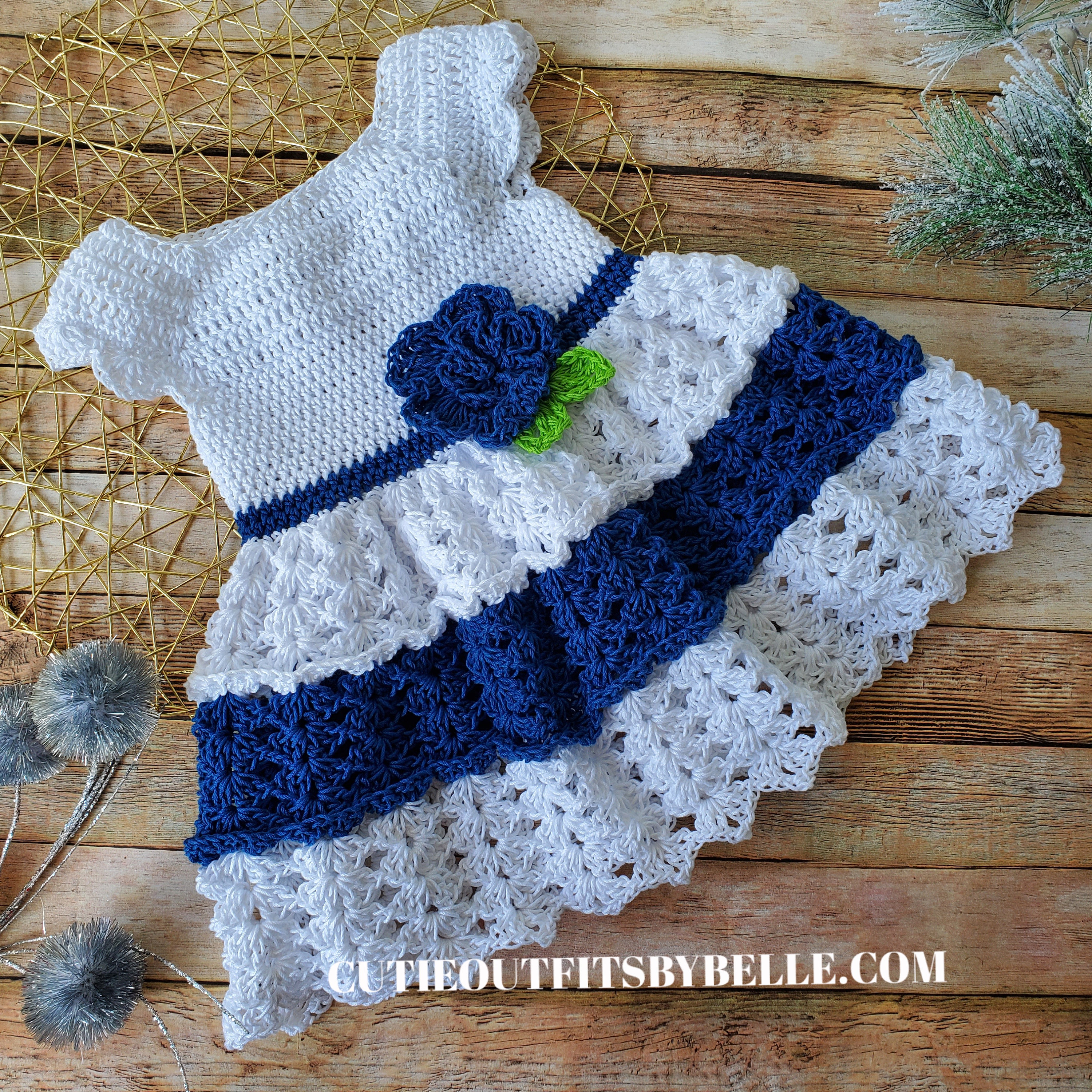 blue and white crochet dress Amedeo Plunge Halter Neck Maxi Dress