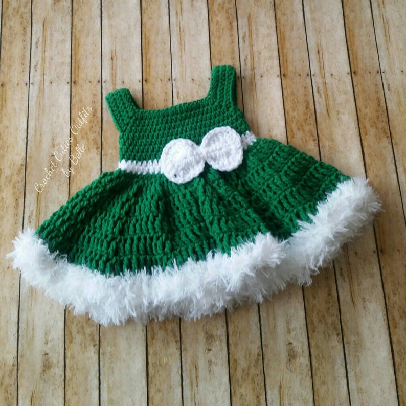 Baby Dress Crochet Baby Dress Green Dress Christmas Baby Etsy