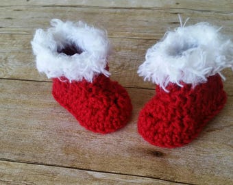 Chaussons de Noël au crochet pour bébé : chaussures de père Noël rouges pour nouveau-né