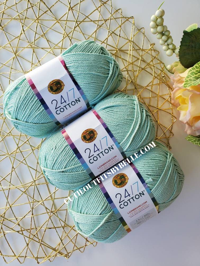 Mint Mercerized Cotton Yarn - Lion Brand 24/7 Cotton - Etsy