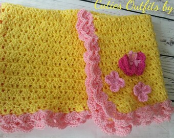 Manta de bebé niña, regalo de bebé, manta de bebé recién nacido, afganos infantiles de ganchillo, mantas de bebé de ganchillo, manta de niña, Cobija Bebe Crochet