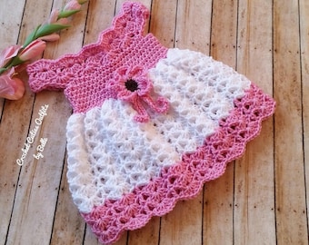 PDF Crochet Baby Dress Pattern, Almost Free Crochet Pattern, 0-3 Months Pink Baby Dress, Baby Dress Pattern Only, Pattern Instant Download